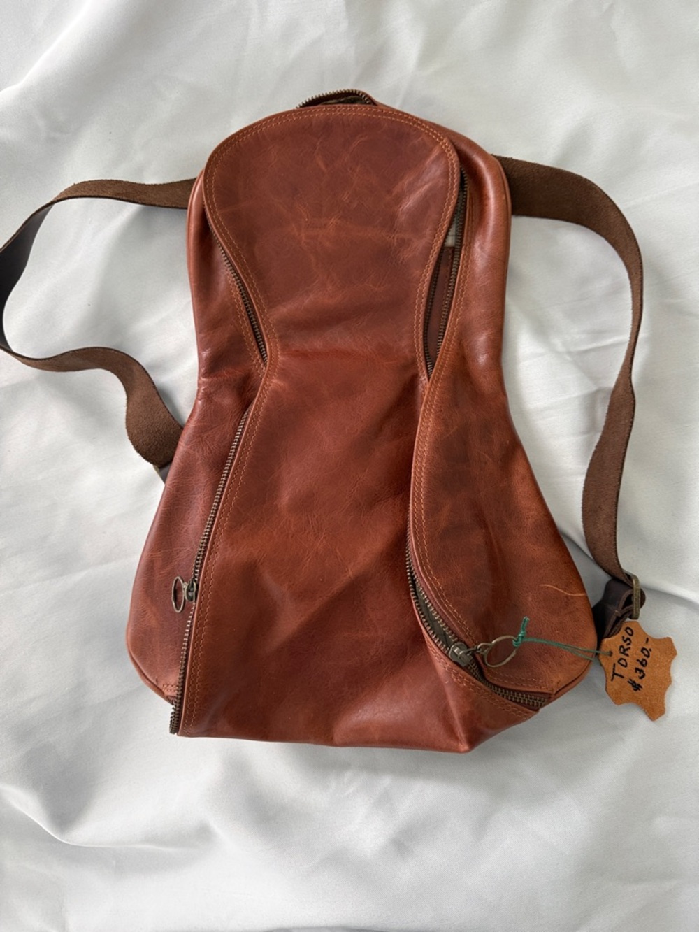 Chestnut Torso Leather Sling Backpack